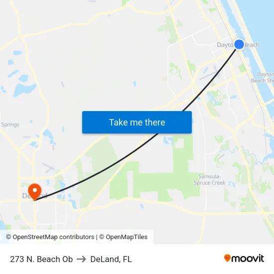 273 N. Beach  Ob to DeLand, FL map