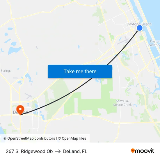 267 S. Ridgewood Ob to DeLand, FL map