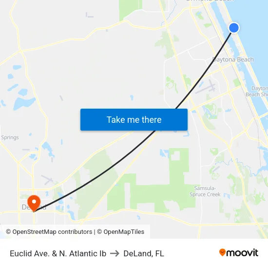 Euclid Ave. & N. Atlantic Ib to DeLand, FL map