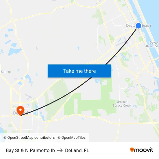 Bay St & N Palmetto  Ib to DeLand, FL map