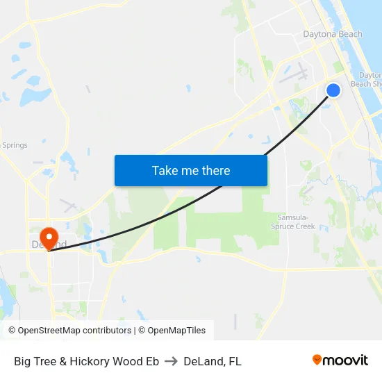Big Tree & Hickory Wood Eb to DeLand, FL map