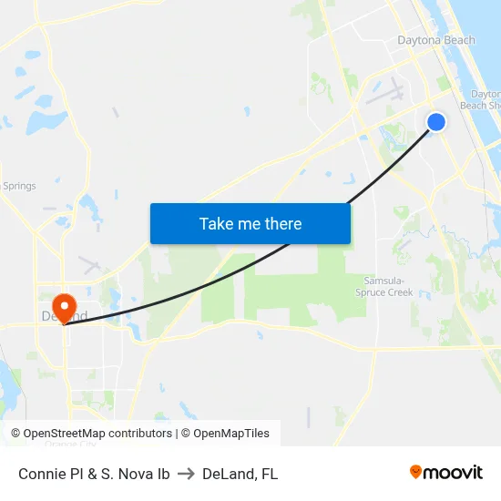 Connie Pl & S. Nova Ib to DeLand, FL map