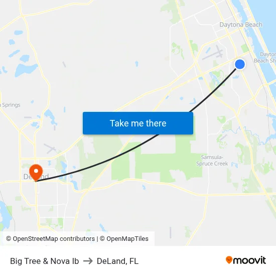 Big Tree & Nova Ib to DeLand, FL map