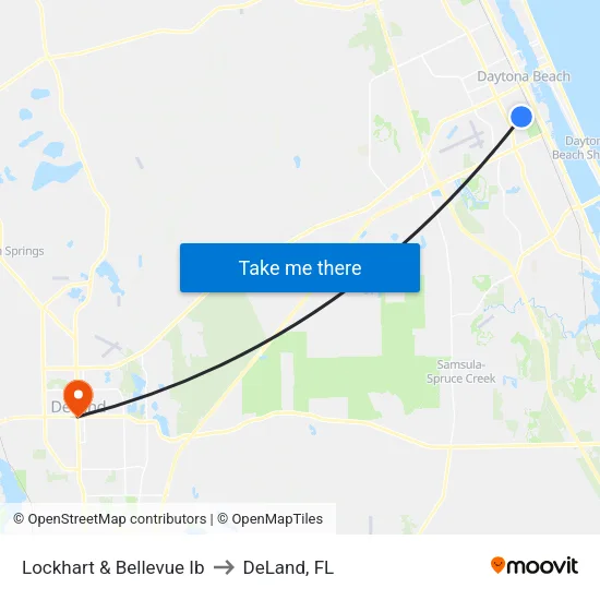 Lockhart & Bellevue Ib to DeLand, FL map