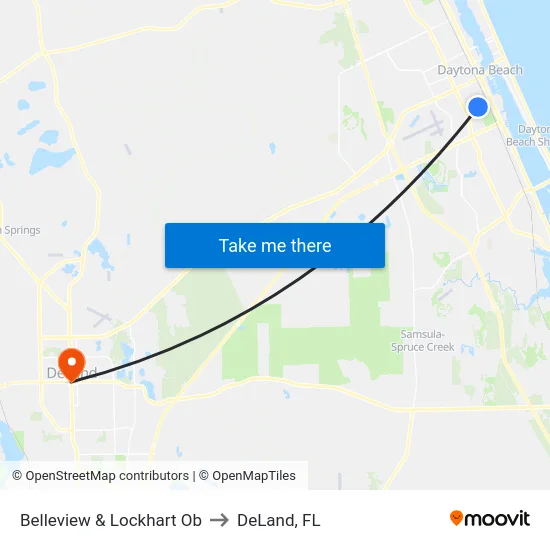 Belleview & Lockhart Ob to DeLand, FL map