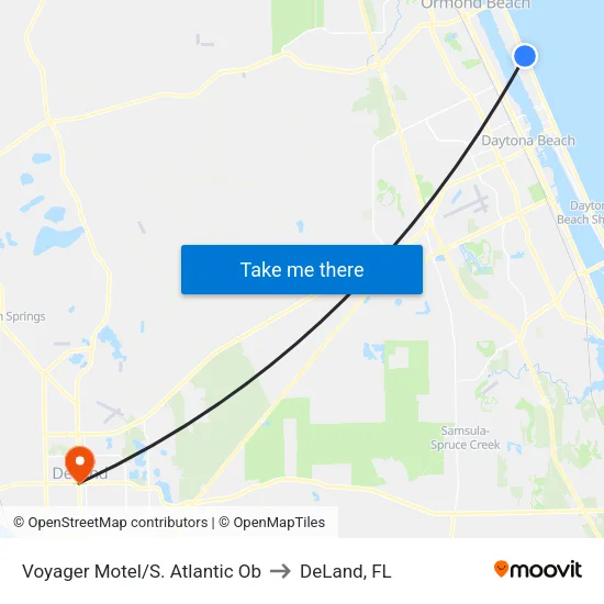 Voyager Motel/S. Atlantic Ob to DeLand, FL map