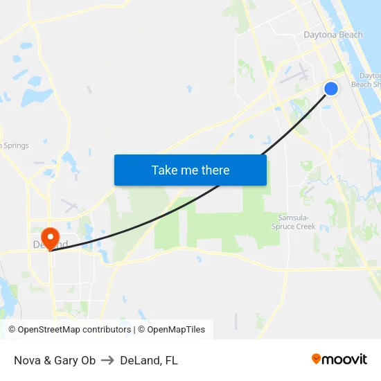 Nova & Gary Ob to DeLand, FL map