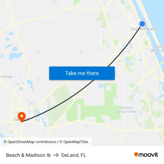 Beach & Madison Ib to DeLand, FL map