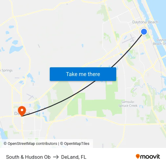 South & Hudson Ob to DeLand, FL map