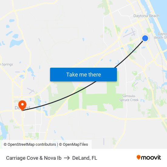 Carriage Cove & Nova Ib to DeLand, FL map