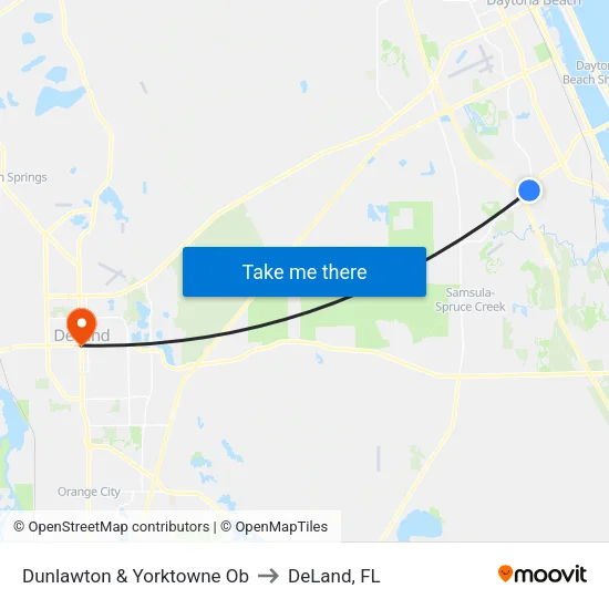 Dunlawton & Yorktowne Ob to DeLand, FL map