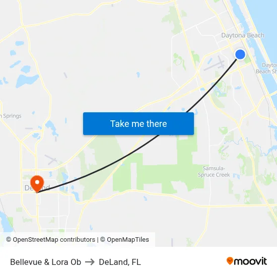 Bellevue & Lora Ob to DeLand, FL map