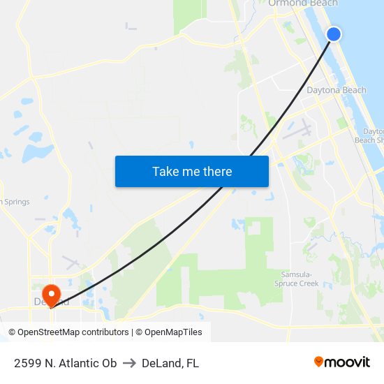 2599 N. Atlantic Ob to DeLand, FL map