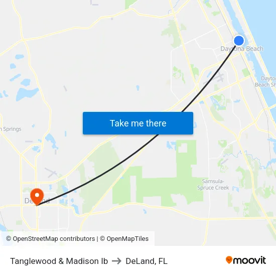 Tanglewood & Madison Ib to DeLand, FL map