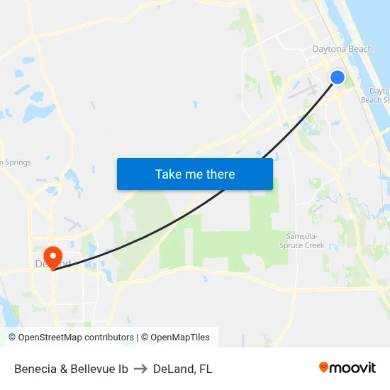 Benecia & Bellevue Ib to DeLand, FL map