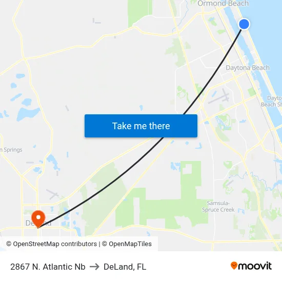 2867 N. Atlantic Nb to DeLand, FL map
