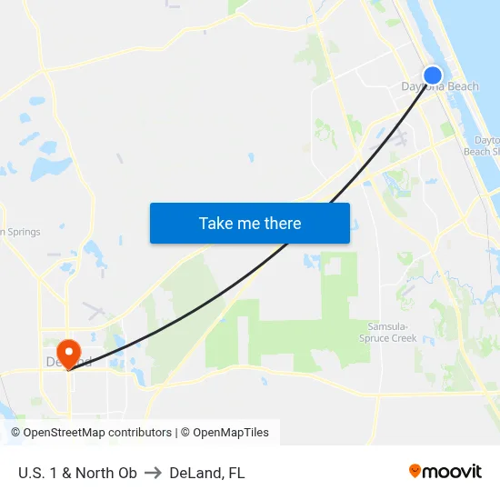 U.S. 1 & North Ob to DeLand, FL map