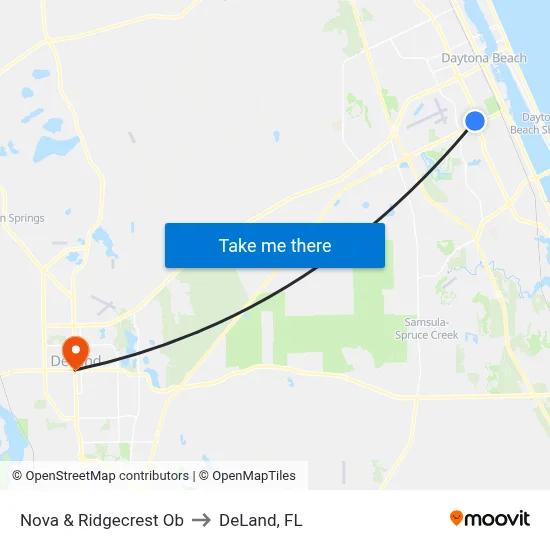 Nova & Ridgecrest Ob to DeLand, FL map