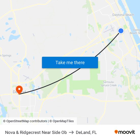 Nova & Ridgecrest Near Side Ob to DeLand, FL map