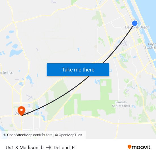 Us1 & Madison Ib to DeLand, FL map