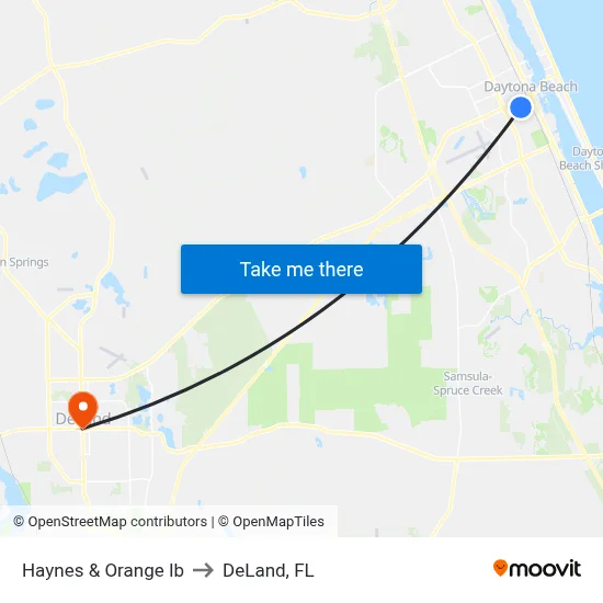 Haynes & Orange Ib to DeLand, FL map