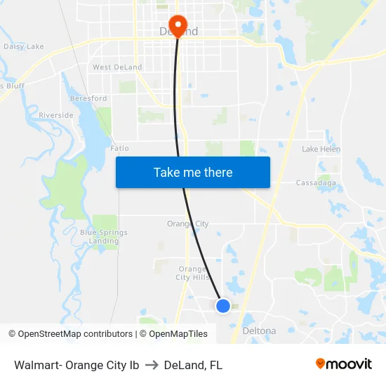 Walmart- Orange City Ib to DeLand, FL map