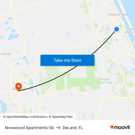 Novawood Apartments Ob to DeLand, FL map