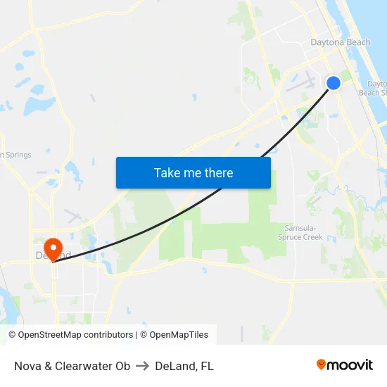 Nova & Clearwater Ob to DeLand, FL map