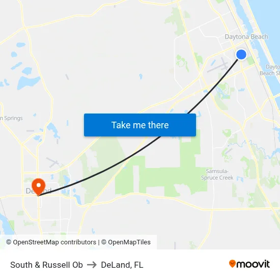 South & Russell Ob to DeLand, FL map