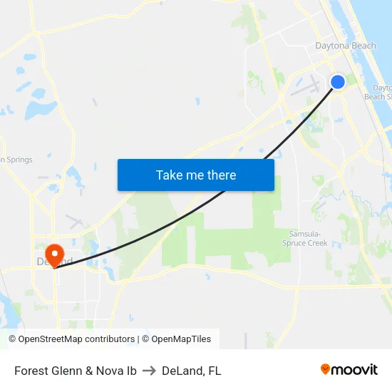 Forest Glenn & Nova Ib to DeLand, FL map