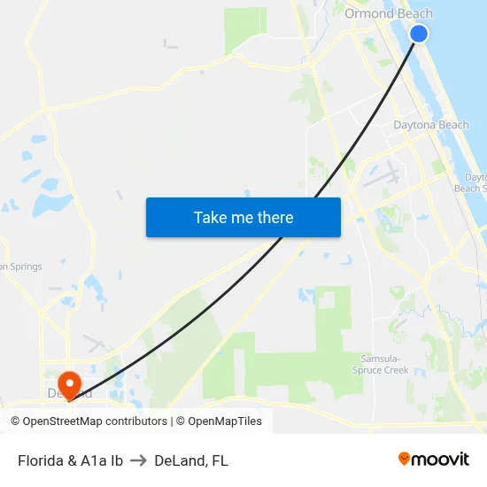 Florida & A1a Ib to DeLand, FL map