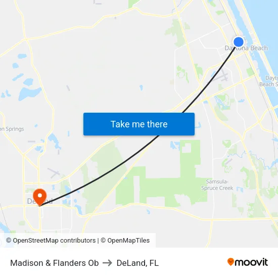 Madison & Flanders Ob to DeLand, FL map