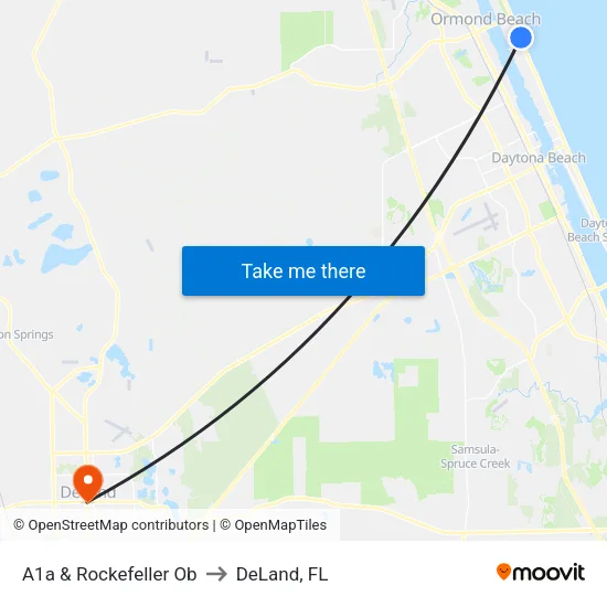A1a & Rockefeller Ob to DeLand, FL map