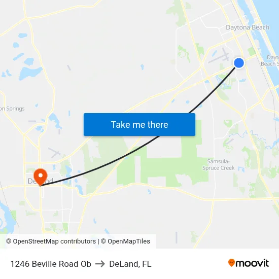 1246 Beville Road Ob to DeLand, FL map