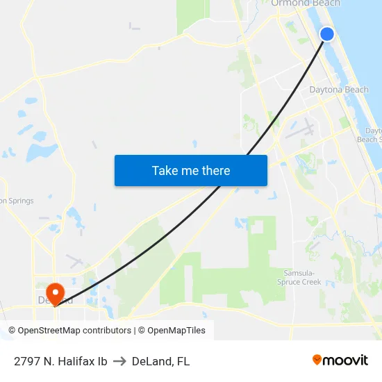 2797 N. Halifax Ib to DeLand, FL map