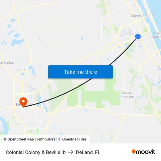 Colonial Colony & Beville Ib to DeLand, FL map