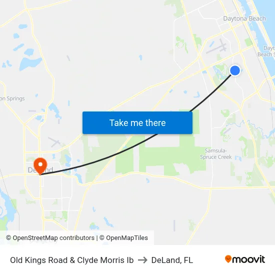 Old Kings Road & Clyde Morris Ib to DeLand, FL map