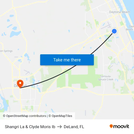 Shangri La & Clyde Moris Ib to DeLand, FL map