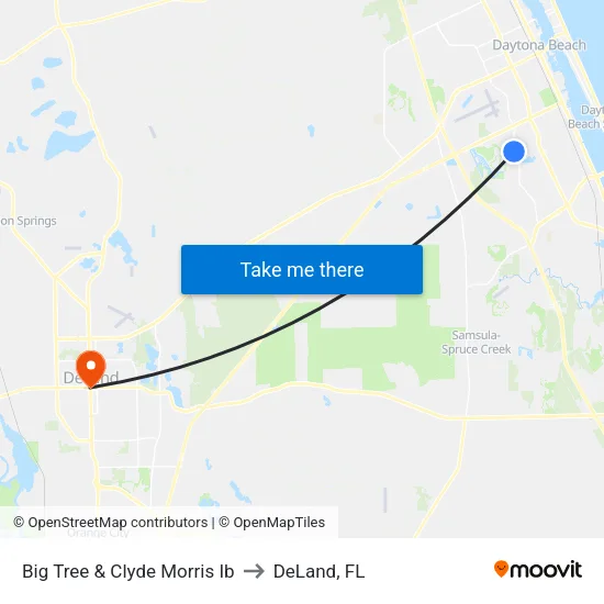 Big Tree & Clyde Morris Ib to DeLand, FL map