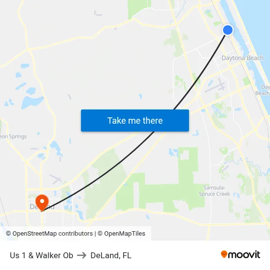 Us 1 & Walker Ob to DeLand, FL map