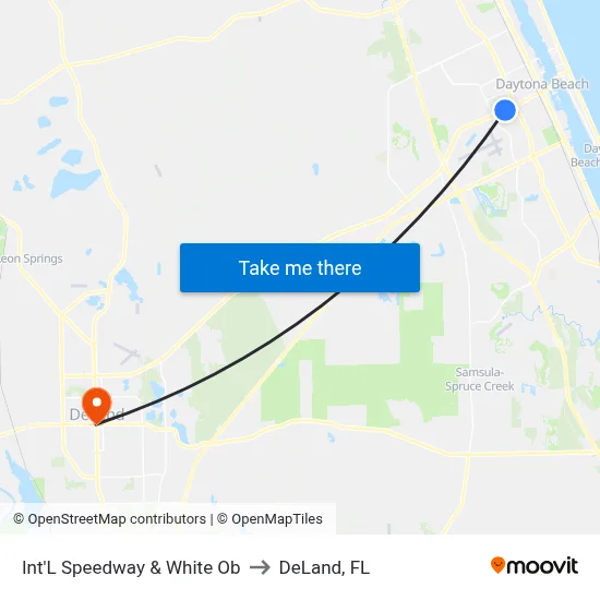 Int'L Speedway & White Ob to DeLand, FL map