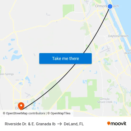 Riverside Dr. & E. Granada Ib to DeLand, FL map