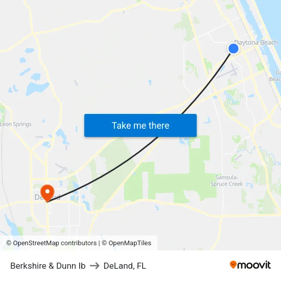 Berkshire & Dunn Ib to DeLand, FL map