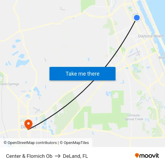 Center & Flomich Ob to DeLand, FL map