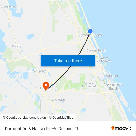 Dormont Dr. & Halifax Ib to DeLand, FL map