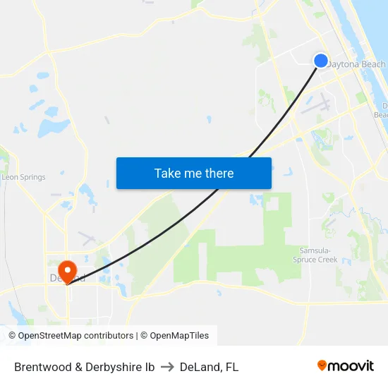 Brentwood & Derbyshire Ib to DeLand, FL map