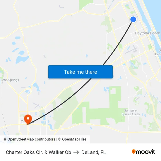 Charter Oaks Cir. & Walker Ob to DeLand, FL map