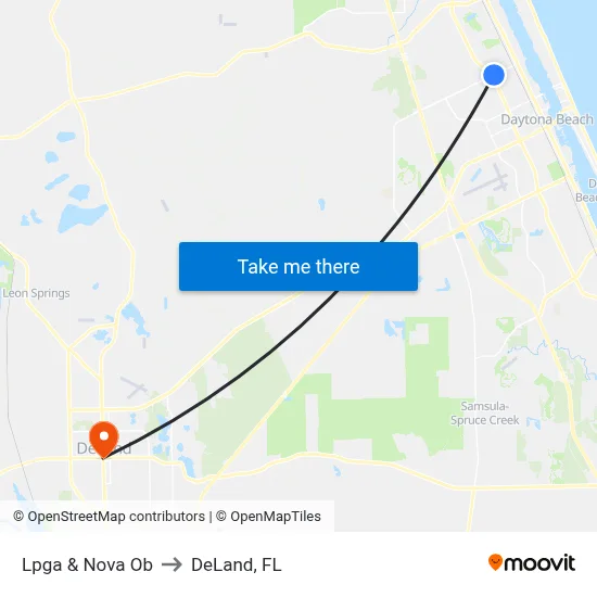 Lpga & Nova Ob to DeLand, FL map