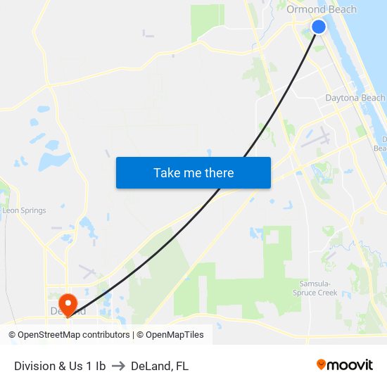 Division & Us 1 Ib to DeLand, FL map