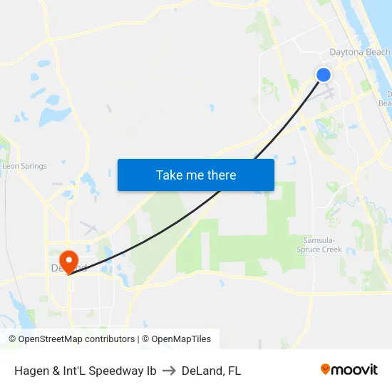 Hagen & Int'L Speedway Ib to DeLand, FL map